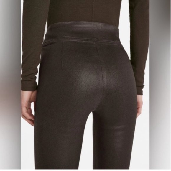 FRAME Jetset Crop COATED JEANS High-Rise Bootcut Brown - Picture 6 of 15